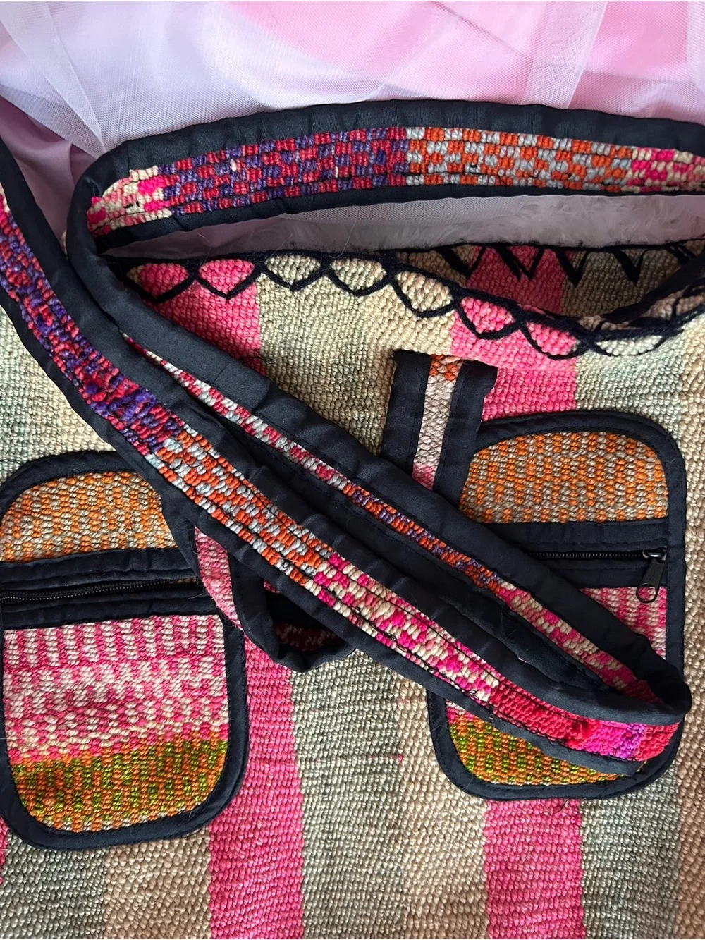 Handwoven Blanket Striped Tote Bag